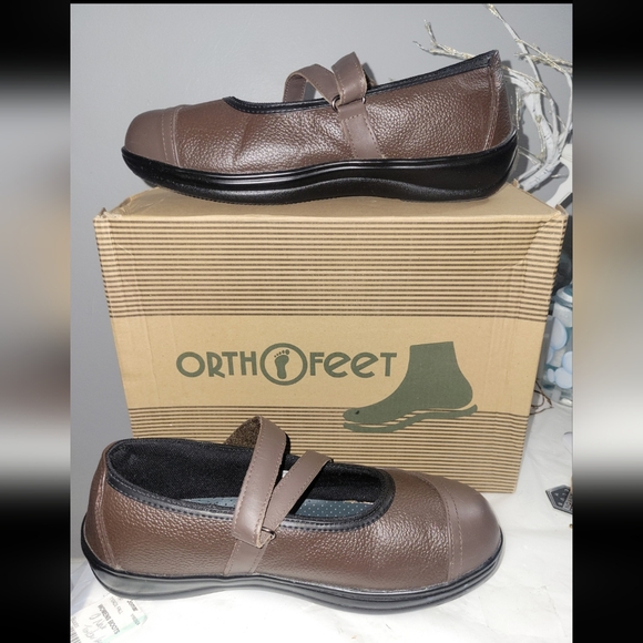 OrthoFeet Women's Supportive Leather Sarasota Beach Mary Jane Style Brown Sz 11 - Picture 2 of 13